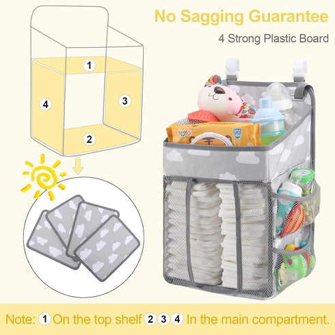 Accmor Hanging Baby Diaper Caddy Organizer, Diaper Stacker, Baby Crib Hanging Classified Storage Bag Organizer for Changing Table, Crib, Playard o...