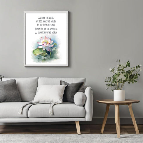 Posterizer 1 pcs-encouraging zen lotus flower positive quote-Floral & Botanical Art-Motivational & Inspirational Art-Decor for Home & Office- UNFR...