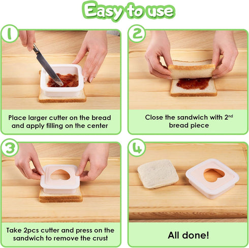 GET FRESH Sandwich Cutters and Sealers for Kids – 20-pcs Sandwich Sealers and Veggie Cutters set for Children – 2 Bread Cutters and Sealers with 5...