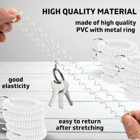 25PCS Clear Wrist Keychain – Transparent Spring Spiral Wrist Coil Key Chain for Woman Girl Key Holder Clear Color Spiral Keychain Bracelet Soft Pl...