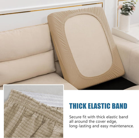 Water Repellent Couch Cushion Covers, Stretch Sofa Seat Slipcover Sets for Camper, Furniture Protector for Pets (Chair Cushion, Sand)...
