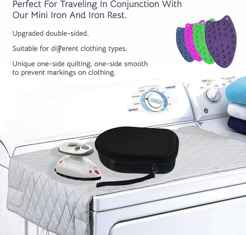 The Quilted Bear Travel Ironing Mat & Iron Mesh Cloth - Portable Ironing Board Travel Table Mat for Mini Steam Iron with Ironing Scorch Mesh Inclu...