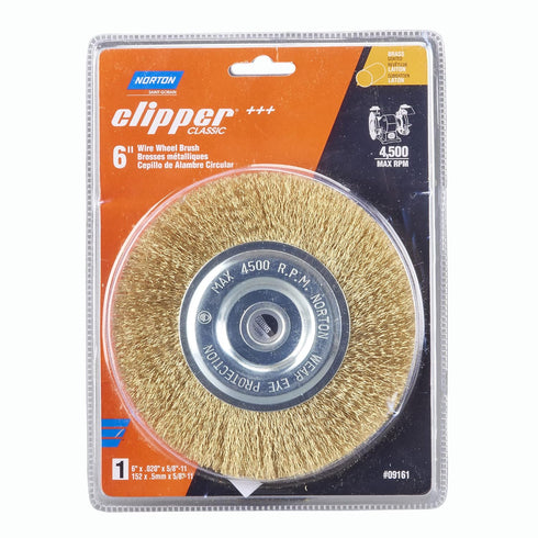 Norton Wire Brush, Clipper 6" Wire Wheel for Angle Grinder, Coated Brass Brush for Cleaning, Crimped Wire Metal Brush, Pack of 1...