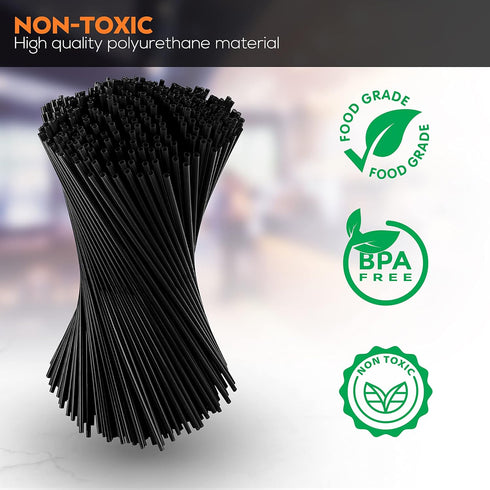 300 Cocktail Bar Straws for Drinks - Coffee Stirrers Plastic - Drink Stirrers - Short Coffee Stir Straws - Black Mini Bar Cocktail Straws...
