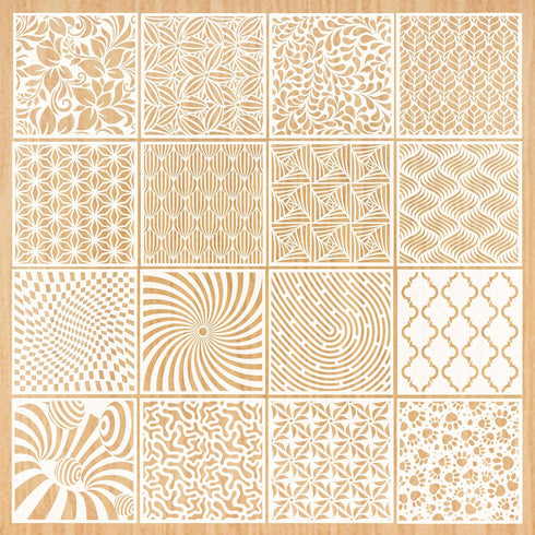 16-Pack Geometric Stencils 6 x 6 Inch Painting Templates for Scrapbooking Cookie Tile Furniture Wall Floor Decor Craft Drawing Tracing DIY Art Sup...