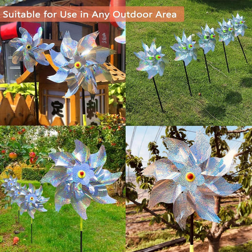 Reflective Pinwheels, Extra Sparkly Pinwheel for Garden Decor, Bird Devices Deterrent to Scare Birds Away from Yard Patio Farm?Suitable for Vegeta...
