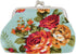 Home-X Canvas Coin Pouch Clasp Closure, Rose Pattern, Floral Coin Purse, Keys Wallet, Round-Blue (4" L x 3.5" H)...