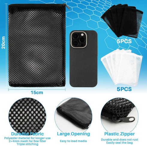 10pcs Aquarium Filter Media Bags - Mesh Filter Bags Reusable Bags With Zipper for Activated Carbon Ceramic Rings Filter Balls Fish Tank Pond 5.9 X...