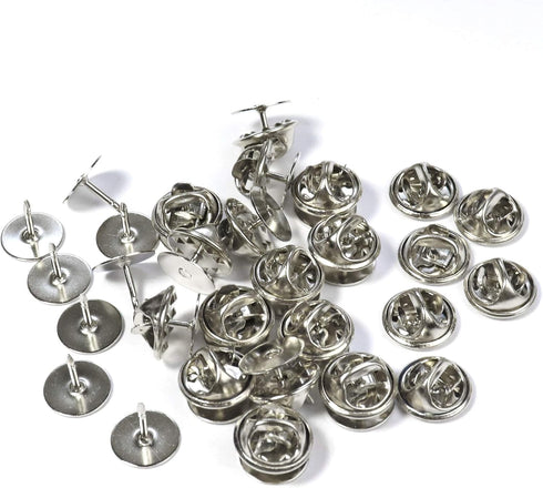 100 Pairs Tie Tacks Blank Pins with Butterfly Clutch Backs for Craft Making (Silver)...