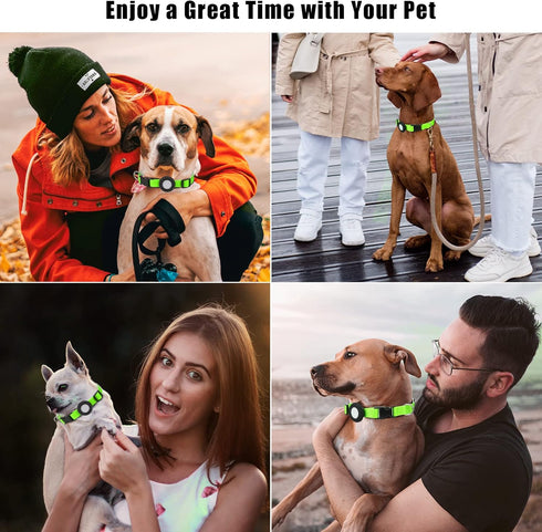 Compatible with Airtag Dog Collar, Adjustable Air Tag Dog Collar with Durable Quick Snap Buckle, Imitation Nylon Dog Collar with Waterproof Apple ...