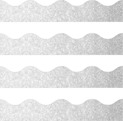 72 Pack 80.3 ft Christmas Glitter Bulletin Board Borders Shine Scalloped Bulletin Board Trim Winter Holiday Decorations for School Classroom Offic...