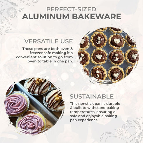 KitchenDance Disposable Aluminum Foil Tart Pan - 3 Inches Round Aluminum Foil Individual Pie Pans for Pies and Tarts - Baking Pans Perfect for Bak...