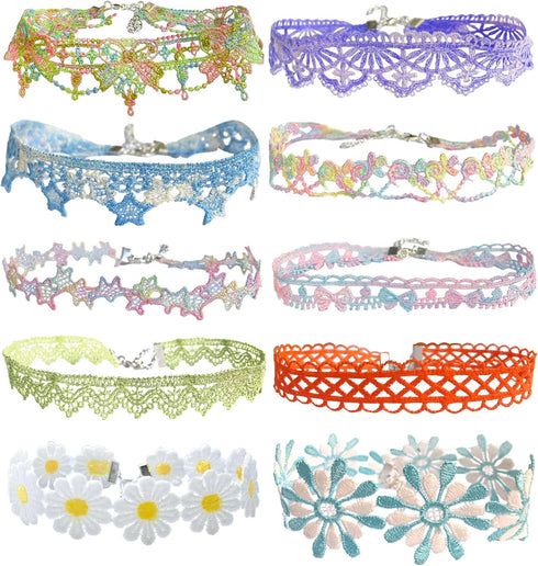 LINKY Colorful lace Choker Necklace Women Jewelry Set...