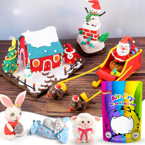 iFergoo White Air Dry Clay, DIY Creative Modeling Clay for Kids, Super Light Magic Clay for Kids Age 3-12, Safe & Non-Toxic, Molding Clay for Scul...