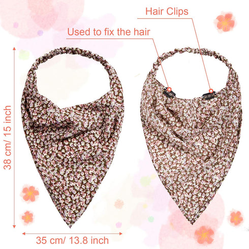 Syhood 9 PS Floral Hair Scarf for Women Headband Bandanas with Clips Vintage Chiffon Triangle Girls Aesthetic Clothes...