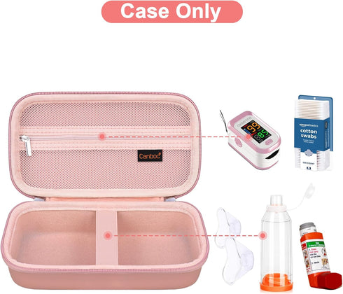 Canboc Carrying Case for Asthma Inhaler, Handheld Spacer for Adults and Kids, Mask, Inhaler Spacer Bag with Removable Shoulder Strap, Mesh Pocket ...