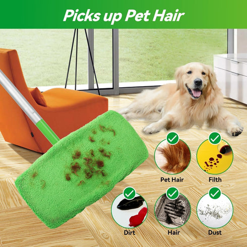 8PCS Reusable Microfiber Mop Pads Washable Wet Pads Compatible with Swiffer Sweeper Refills Pads for Wet & Dry Sweeping Cloths Mop Head Replacemen...