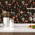 Black Mushroom Wallpaper Peel and Stick Wallpaper Black Wallpapers Stick and Peel Black Contact Paper for Cabinets Waterproof Self Adhesive Wall P...
