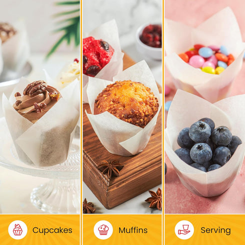 Tulip Cupcake Liners, Muffin Liners for Baking by Baker’s Signature – 150pcs of Parchment Paper Cups Cupcake Wrappers – Perfect Size, Sturdy, Grea...