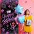 Purple Happy Birthday Door Banner Black Party Decorations for Women Girls Large Cover Backdrop Supplies Background Poster Photo Booth...