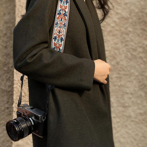 Padwa Lifestyle Camera Strap - 2" Retro Jacquard Embroidery Camera Straps Adjustable,Wide Camera Neck/Shoulder Strap with Genuine Leather Head for...