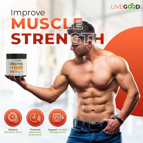 LIVEGOOD™ Creatine Plus HMB Supplement, 3g HMB for Muscle Strength & Recovery, 8.5oz....