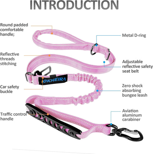 IOKHEIRA Dog Leash, Dog Leash for Large Dogs, Multifunctional Dog Leashes for Medium Dogs, Adjustable Dog Leash with Car Seatbelt, 4-6 FT Strong B...