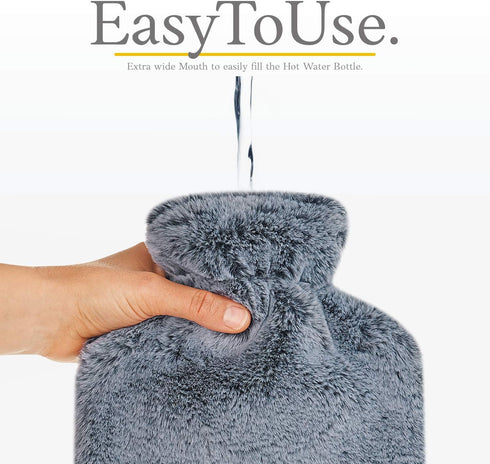 Hot Water Bottle with Soft Cover - 1.8L large - Hot Water Bag for Pain Relief, Neck and Shoulders, Feet Warmer, Menstrual Cramps, Hot and Cold the...