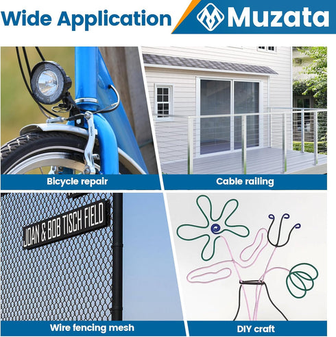 Upgraded Version Muzata Wire Cutters Heavy Duty Cable Cutters Steel Wire Rope Up to 5/32" Stainless Steel Deck Stair Railing Aircraft Strong Thick...