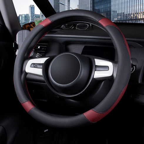 eing Steering Wheel Cover for Car,Truck, SUV and More, Universal 15 inch, Anti-Slip,Sporty and Soft - Black&Red Wine...
