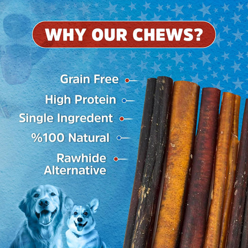 Stark Sticks 6'' Natural Bully Sticks for Small, Medium, Large Dogs - 100% Grass-Fed Beef, Chews Sticks for Dogs, Treats, Long Lasting - Fully Dig...