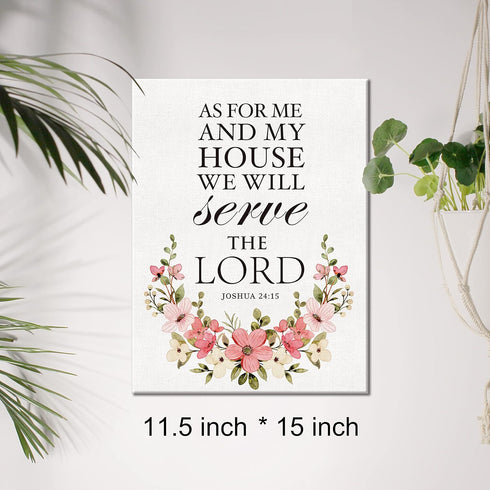 Christian Canvas Wall Art Motivational Joshua 24:15 As for Me and My House Canvas Print Scripture Bible Verse Painting Home Wall Decor Framed Gift...