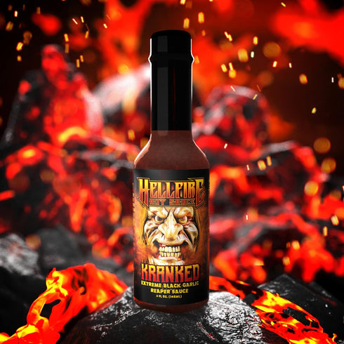 Hellfire Hot Sauce Kranked - Black Garlic and Carolina Reaper Gourmet Hot Sauce, Featured on Hot Ones TV Show, 5 oz....