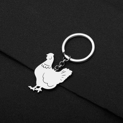 Chicken Keychain Stainless Steel Chicken Keyring Gifts for Women Purse Car Key Charms...