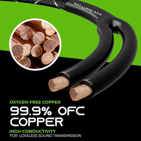 GearIT 12AWG Premium Heavy Duty Braided Speaker Wire (3 Feet) with Dual Gold Plated Banana Plug Tips - Oxygen-free Copper (OFC) Construction, Blac...