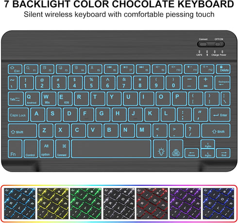 KVAGO Keyboard Case for iPad 10.2 - iPad 9th 8th 7th Generation Keyboard Case 2021 2020 2019, 7 Color Backlit Detachable Wireless Bluetooth Keyboa...