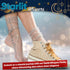 Mist Grey Elegance: Women Sheer Slouch Tulle Socks | Shiny Glitter Novelty Decorated Loose Socks with Stars & Moon - Ankle High 1 Pair (US sizes 5...