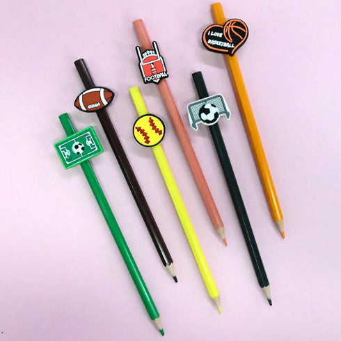 30PCS Sports Different Pencil Topper Decoations Cute PVC Pencil Toppes Lovely Black Clip Pencil Decoration Accessories for Pupil/Junior Students G...
