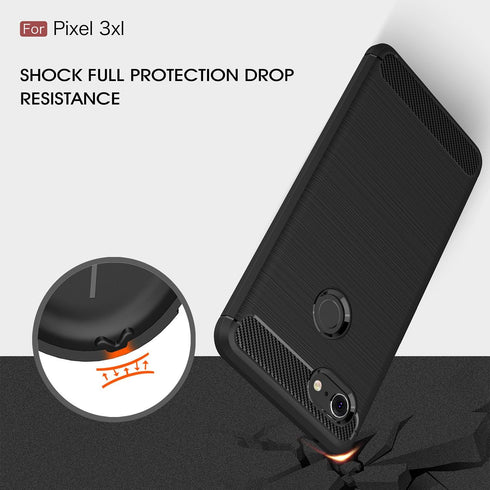 Case Compatible with Cellphone Google Pixel 3 XL Case, Carbon Fiber Shock Absorption Slim Case Compatible with Cellphone Google Pixel 3 XL (Blue)...