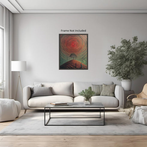 Posterizer 1 pcs-surrealism serene scene in alien planet with red sun 3-Abstract & Modern Art-Landscape & Nature Art-Gift for Men Women Entreprene...