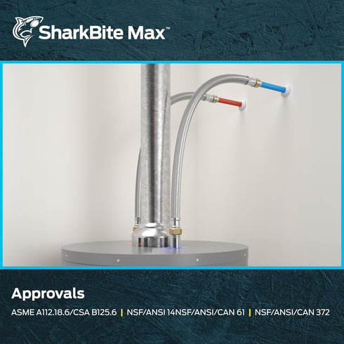SharkBite Max 3/4 Inch x 3/4 Inch FIP x 24 Inch Stainless Steel Braided Flexible Water Heater Connector, Push to Connect Brass Plumbing Fitting, P...