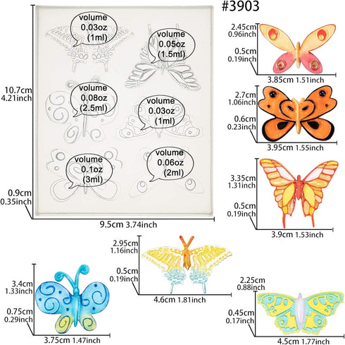 Butterfly Silicone Mold for Fondant Cake Decor, Polymer Clay Craft, UV Resin Epoxy Casting, Jewelry Making 9-Cavity 2021 New Version...