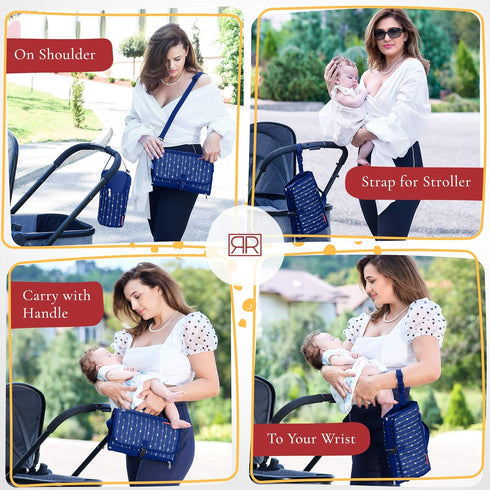 Portable Diaper Changing Pad Waterproof – B0NUS Insulated Baby Bottle Bag, 2-in-1 Diaper Clutch and Changing Mat, Wipe Clean Portable Changing Pad...