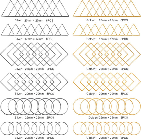 PAGOW 96Pcs Beading Hoops for Jewelry Making, Hypoallergenic Teardrop Square Round Triangular Earrings Beading Hoop Bulk for DIY Crafts Accessorie...