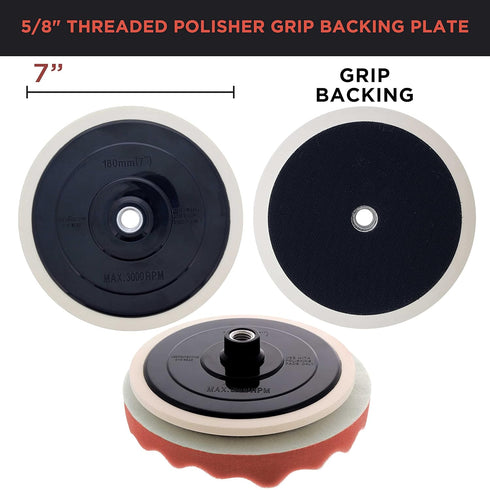 TCP Global Professional 3 Pad Buffing and Polishing Kit with 8 Inch Waffle Foam Pads for Car Detailing - Complete Polisher Buffing Pad Set with 5/...
