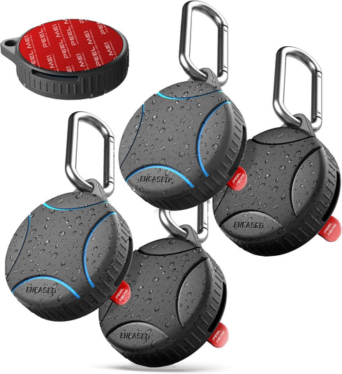 ENCASED 4 Pack Waterproof Airtag Keychain Holder (IPX8) Case for Apple Air Tag Holder Military-Grade Drop/Shockproof, Protective Screw-down Cover ...
