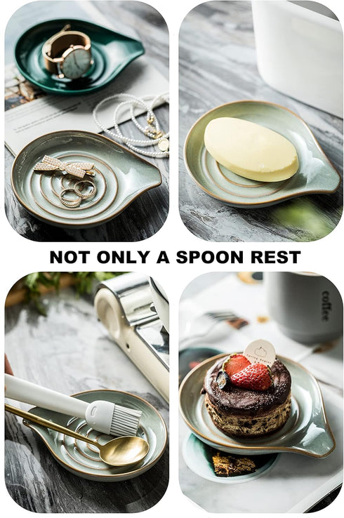 LAUCHUH Spoon Rest, 5" Large Spoon Holder for Stove Top Ceramic Spoon Rest Spatula Rest for Kitchen Utensils, Ladle, Coffee Spoons, Cooking spoons...