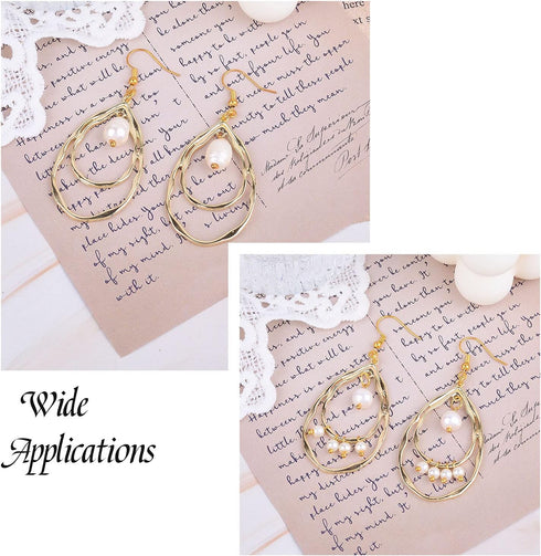 PandaHall 10pcs Light Gold Open Back Bezel Charms Epoxy Resin Pressed Flower Blank Teardrop Frame Hollow Pendants for UV Resin Jewelry Making Chok...
