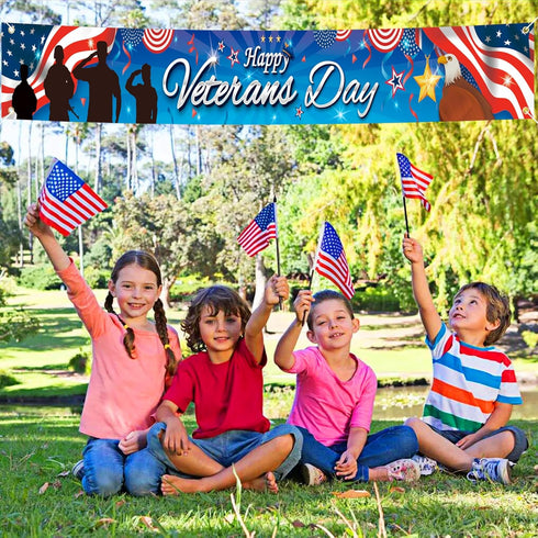HOWAF Veterans Day Decoration Garden Banner, Thank You Veterans Fence Banner, Thank You Veterans Yard Sign Banner Hanging Banner for Veterans Day ...