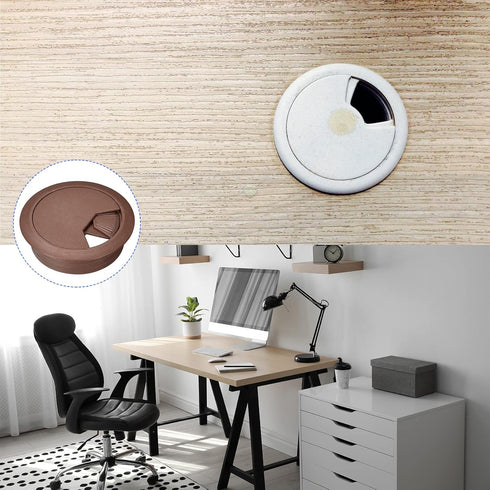 Cable Cord Grommet (53mm/2.09") 10Pcs, Plastic Round Cable Hole Cover Wire Organizer - for Home Desk Cable Wire Management, Brown...